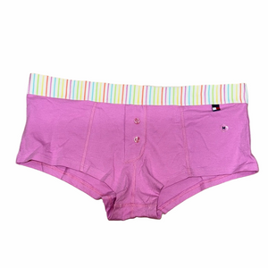 Tommy Hilfiger Pink Boyshort Panties Striped Logo Waistband Cotton Stretch NWOT